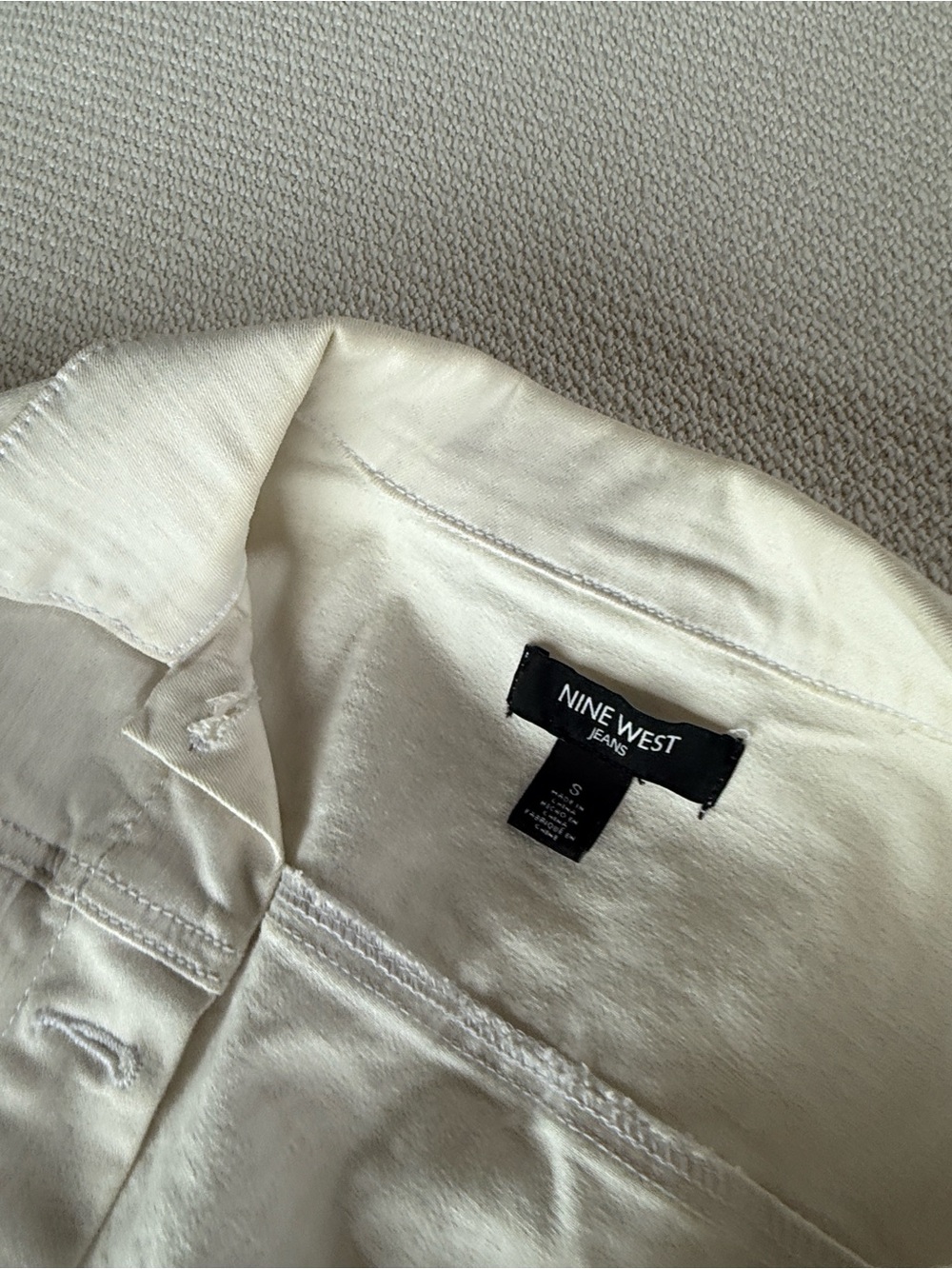 Nine West White Sarah Jacket Spread Collar Silver Buttons - Picture 5 of 5